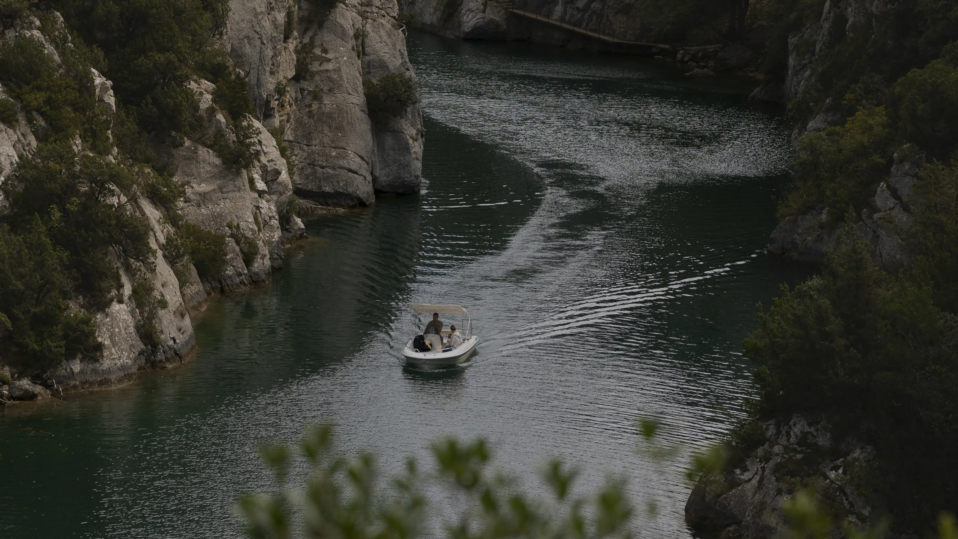 Boat in a canyon.